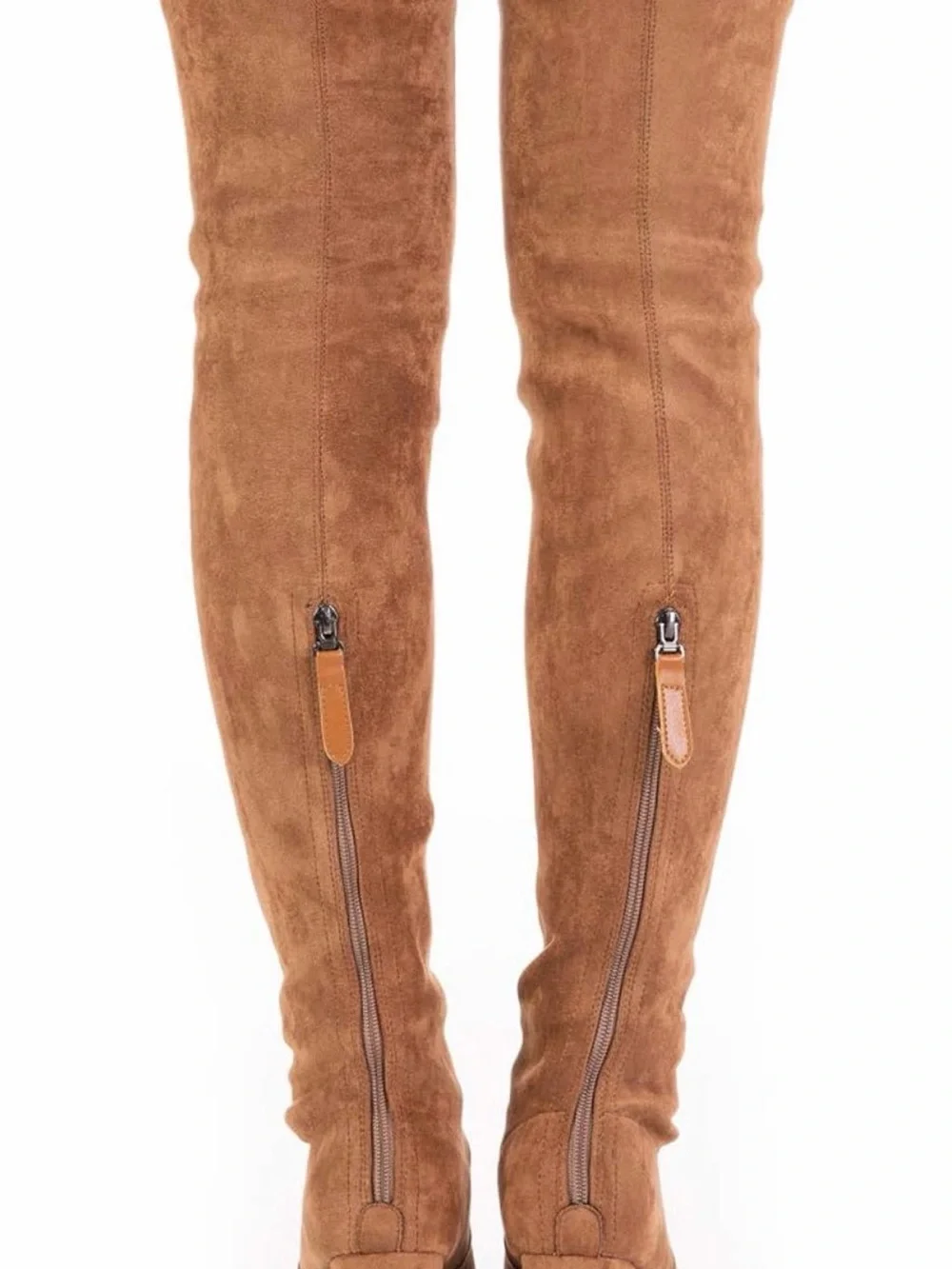 Over-the-Knee Suede Block Heel Boots — Brown